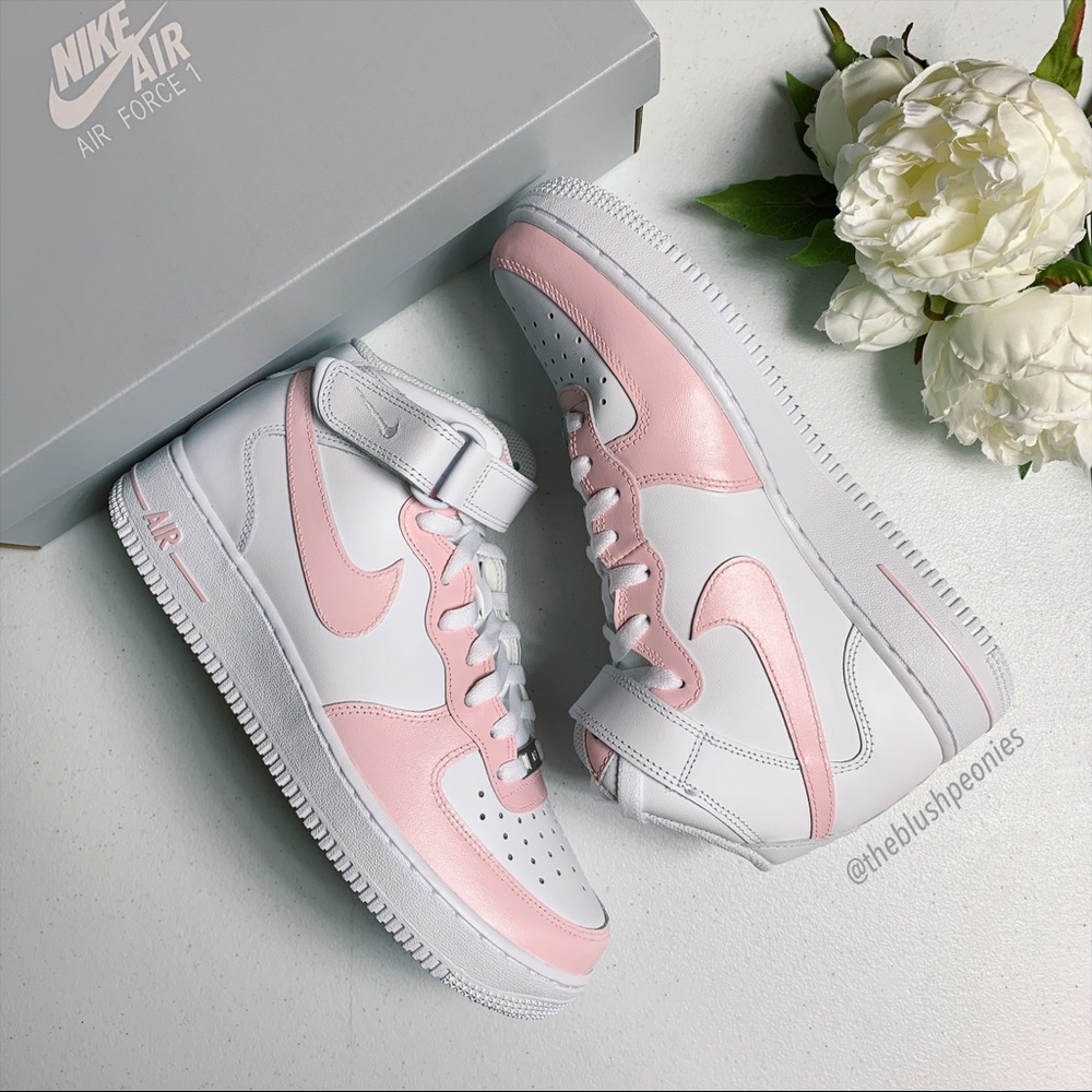 🌸 Nike Custom Air Force 1 Mid - Petal Pink 🌸 - Picture 11 of 13